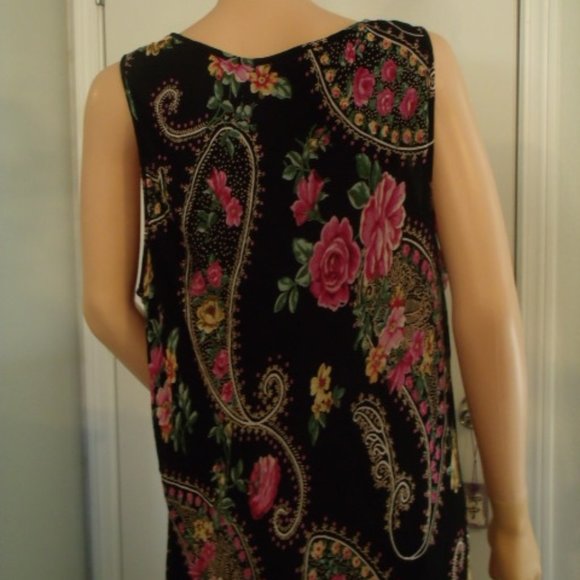 Long Black n Purple Lined Paisley Summer Dress - Picture 5 of 7
